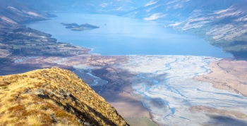 View down ridge to Glenorchy and Lake Wakatipu