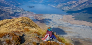 Eating lunch on Mount Alfred